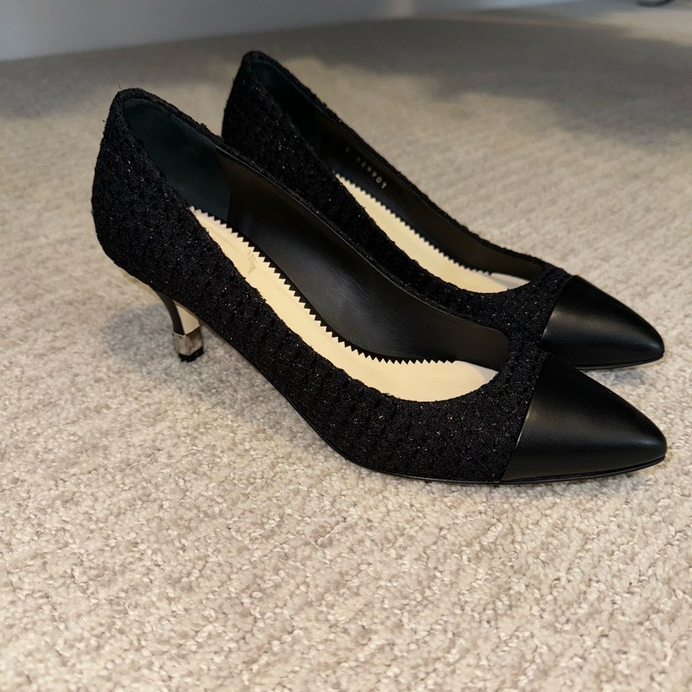 Chanel Black Tweed Kitten Heels